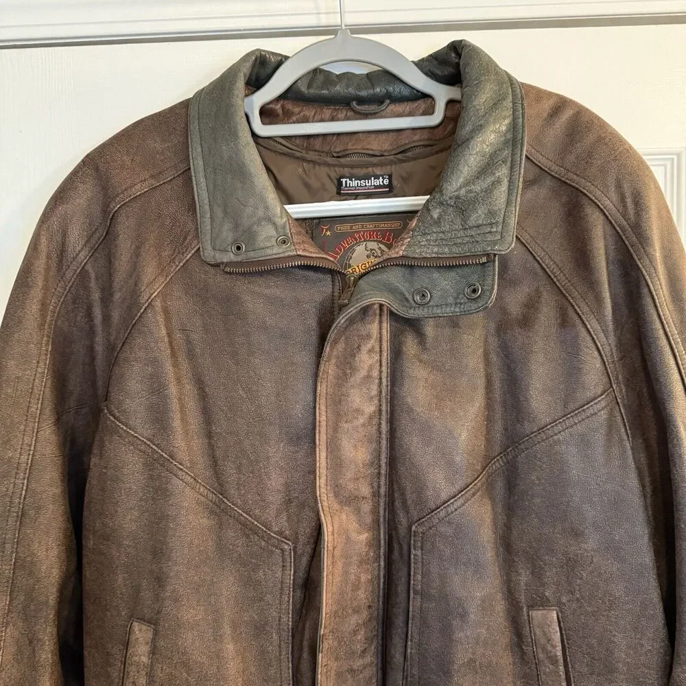 VTG Wilsons Leather Jacket Mens Large Tall Two-Tone Brown Green Distressed EUC‎